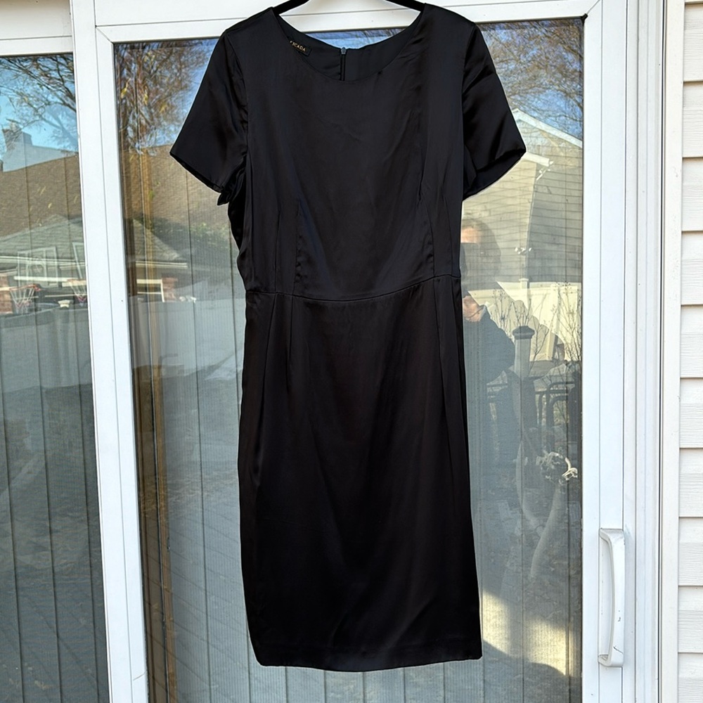 ESCADA LADIES BLACK CLASSIC SILK DRESS-44